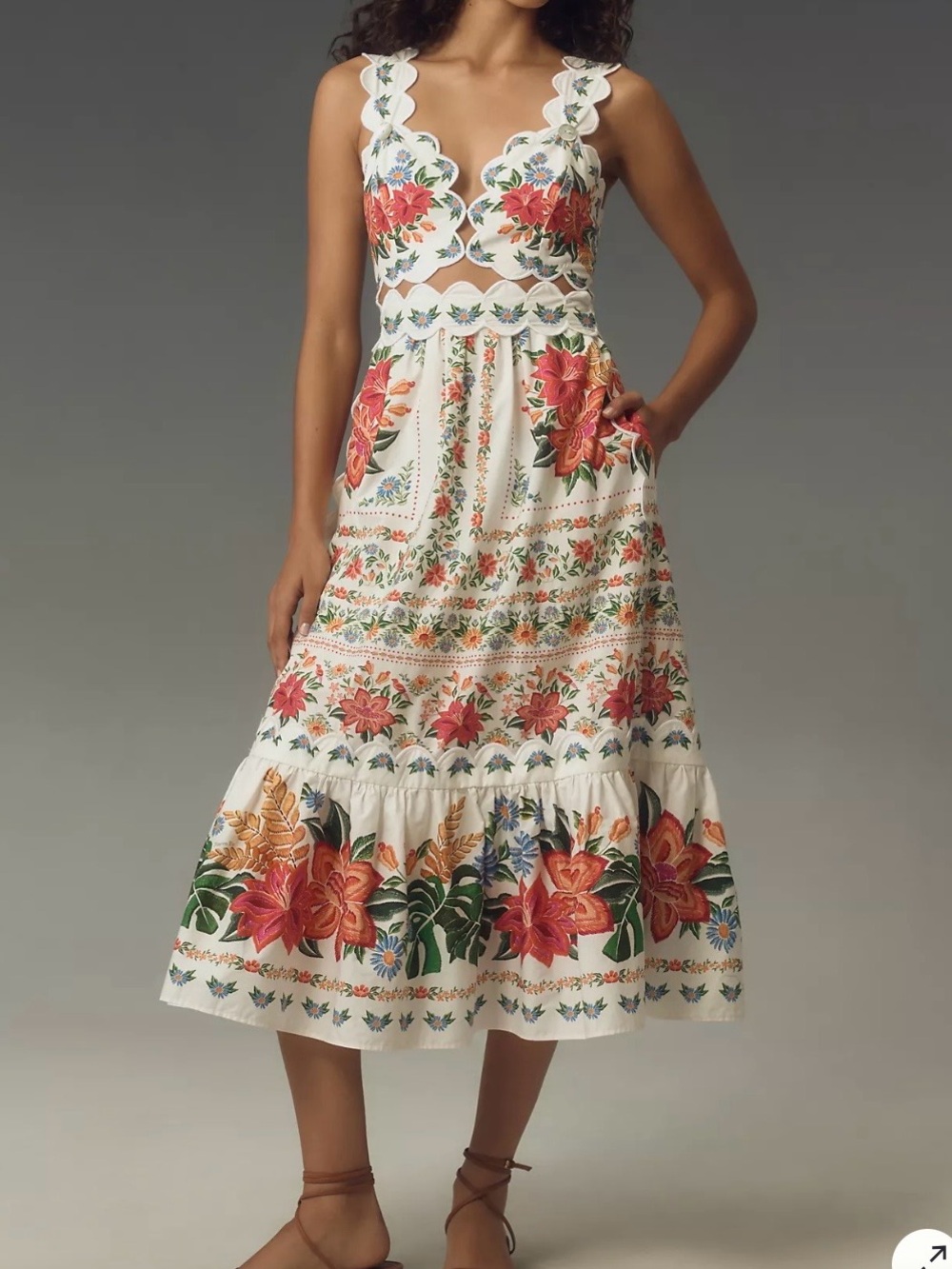 FARM Rio White Bloom Garden Dress